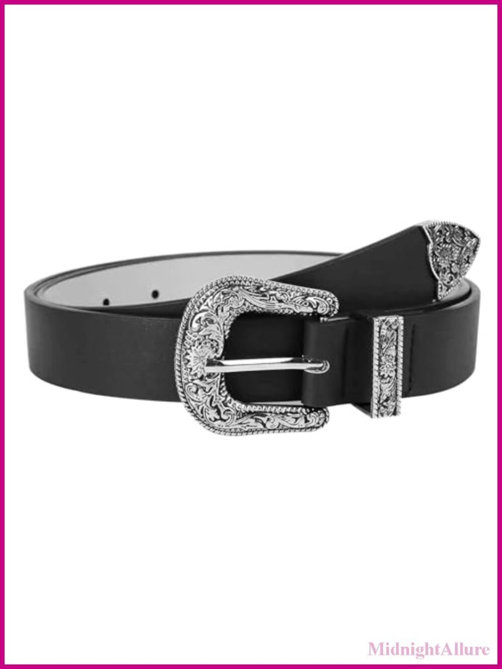 Western PU Leather Waist Belt Carved Cowboy Buckle